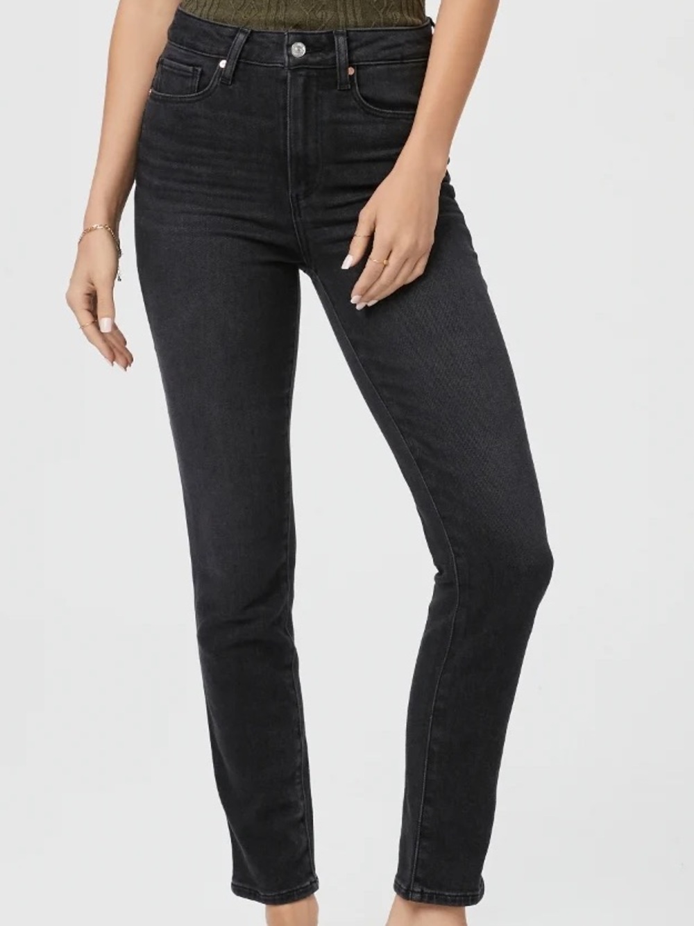 PAIGE Gemma Black Lotus High Rise Slim Cigarette Jeans